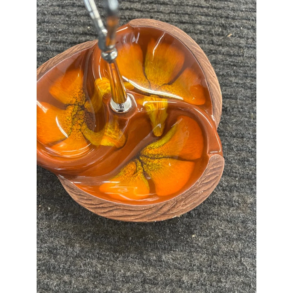 Vintage Sequoia Ware 618 Glaze Pottery 3 Sectioned Orange Nut Candy Serving Dish